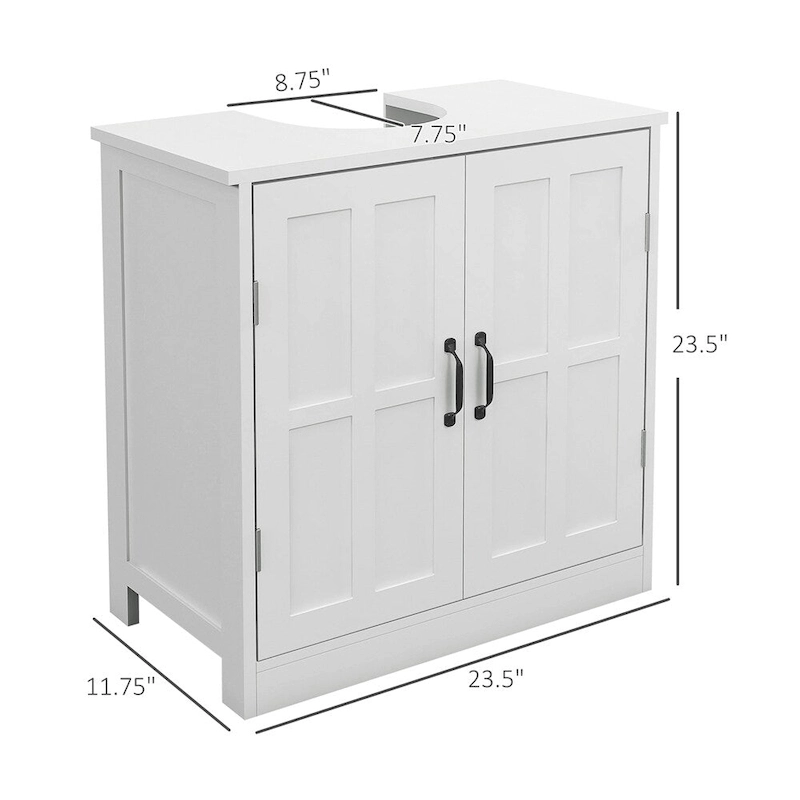 Bathroom Wood Pedestal Sink Cabinet with Adjustable Shelf (No Sink)