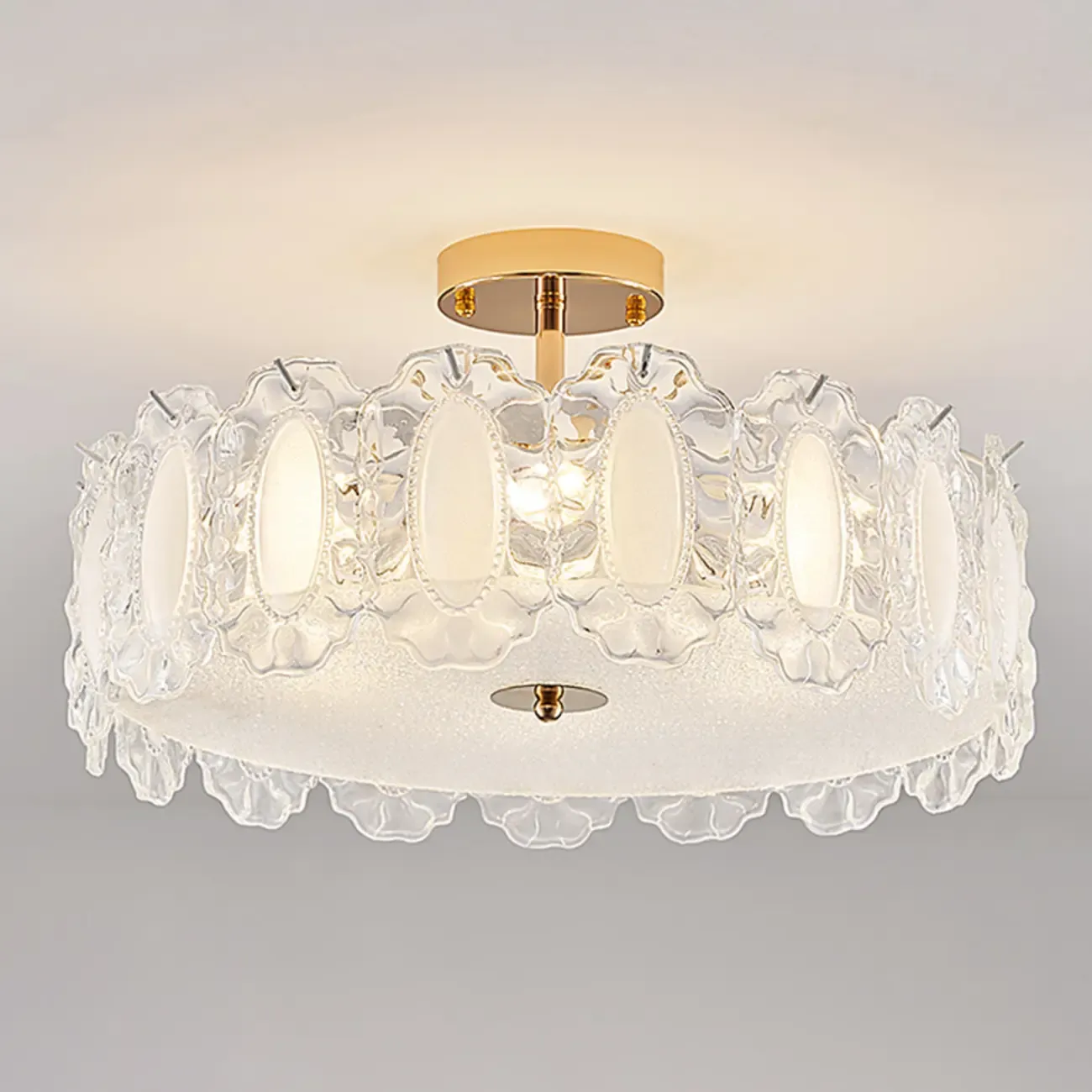 Modern Elegant Feather Glass Semi Flush Ceiling Light