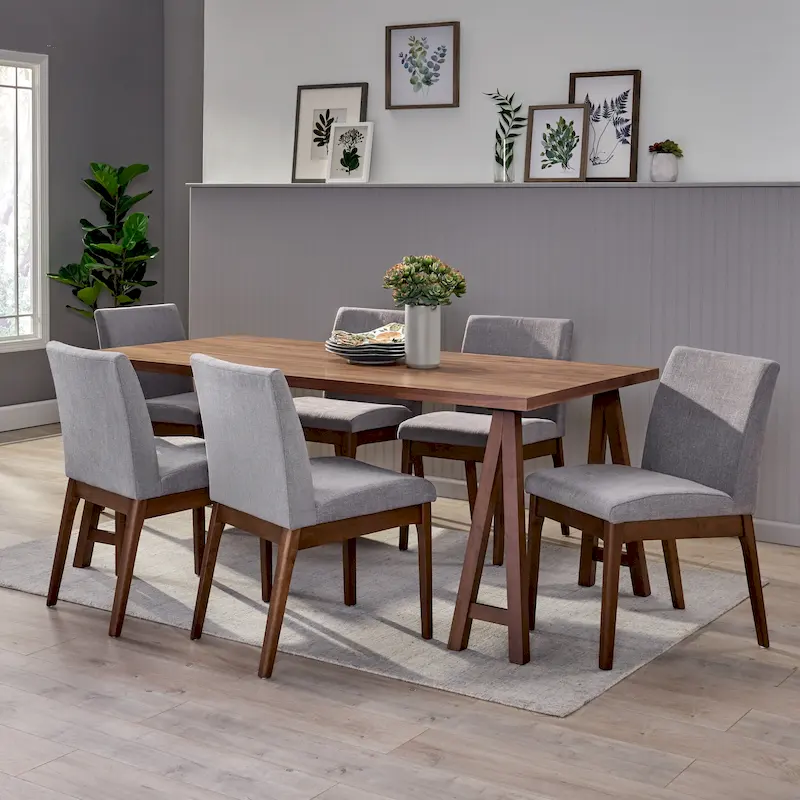 Kwame Mid-Century Modern 7 Piece Dining Set by