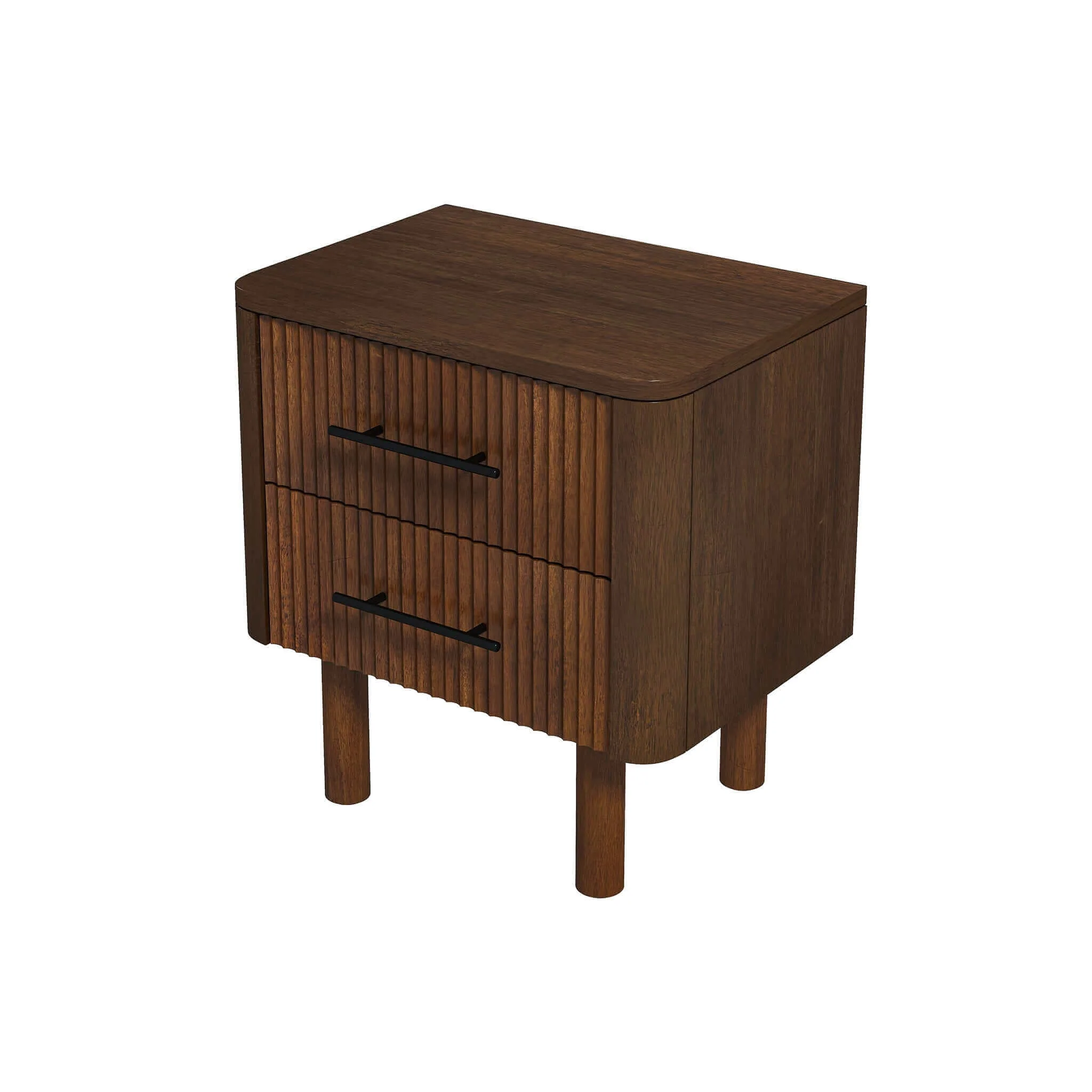 Logan Mid Century Modern Reeded Nightstand with 2 Drawers