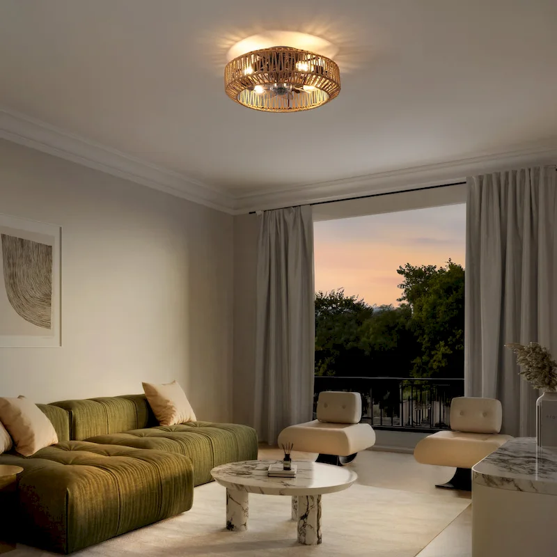 Ceiling Fan, Remote-Controlled, Modern Bohemian, By JONATHAN Y - 7.5 H x 19.5 L x 19.5 W