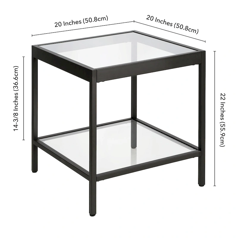 Alexis Modern Metal and Glass Square Side Table