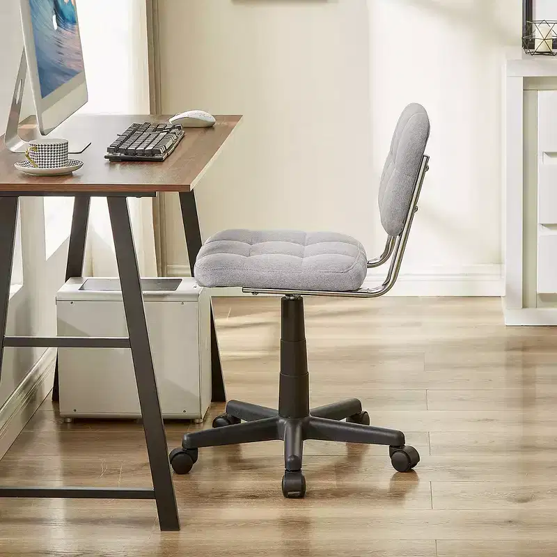 Gray / White Armless Swivel Office Chair, Height Adjustable, Seats 1