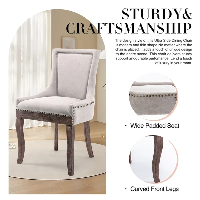 Traditional Tufted Ultra Upholstered Wingback Dining Chair Set of 6