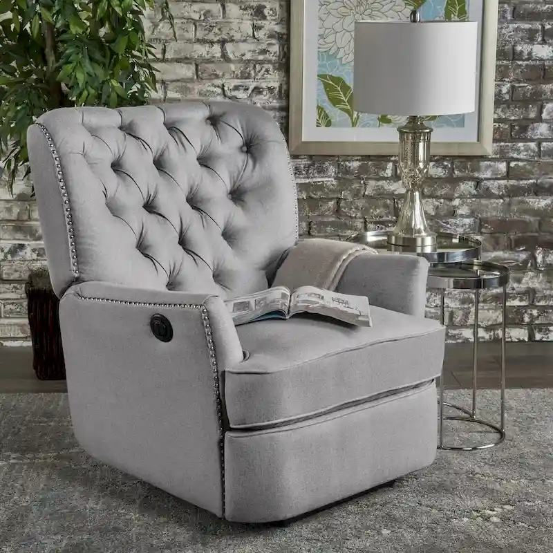Salomo Tufted Fabric Power Recliner by Christopher Knight Home
