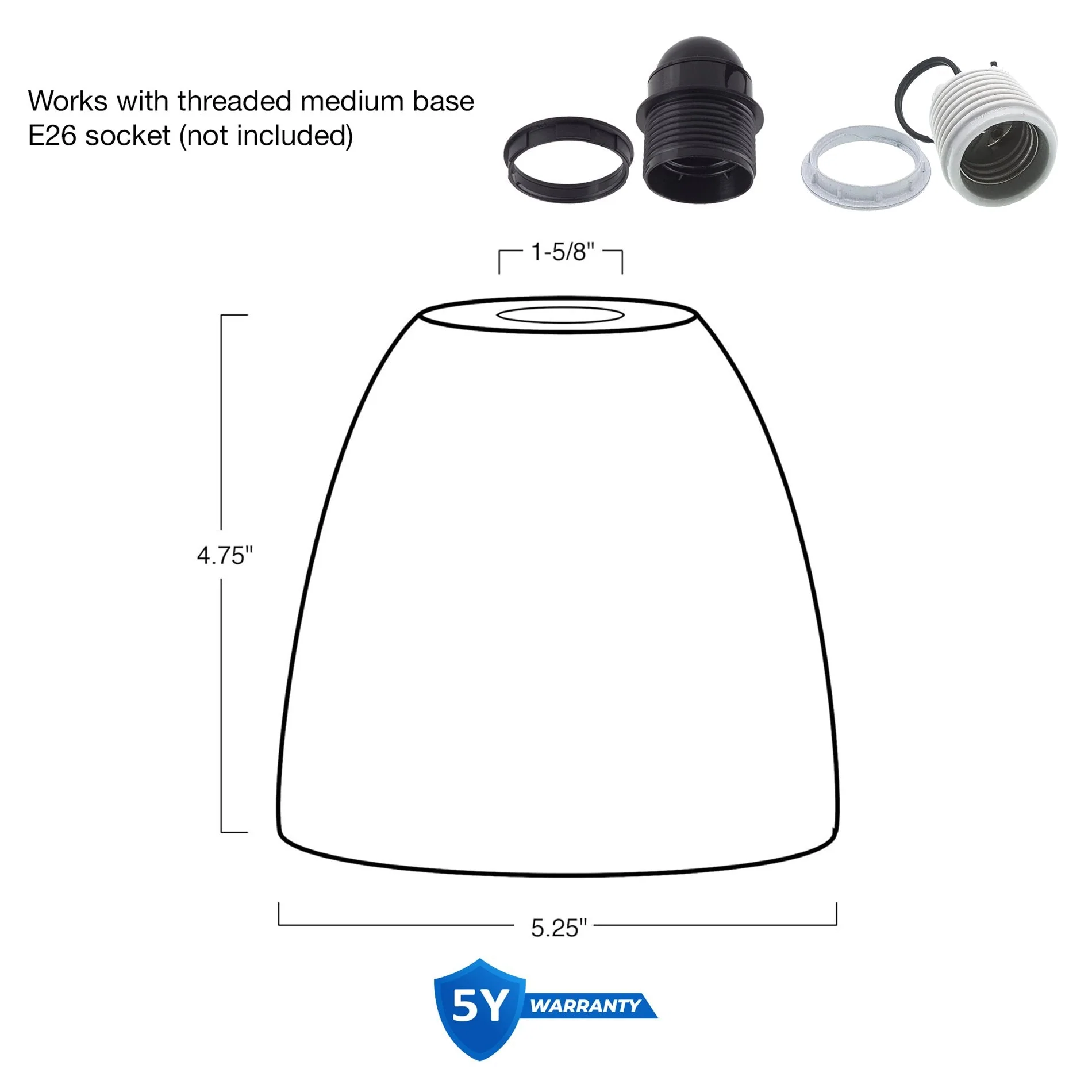 Weston 5 Alabaster Glass Shades / Replacement Glass, 3-Pack