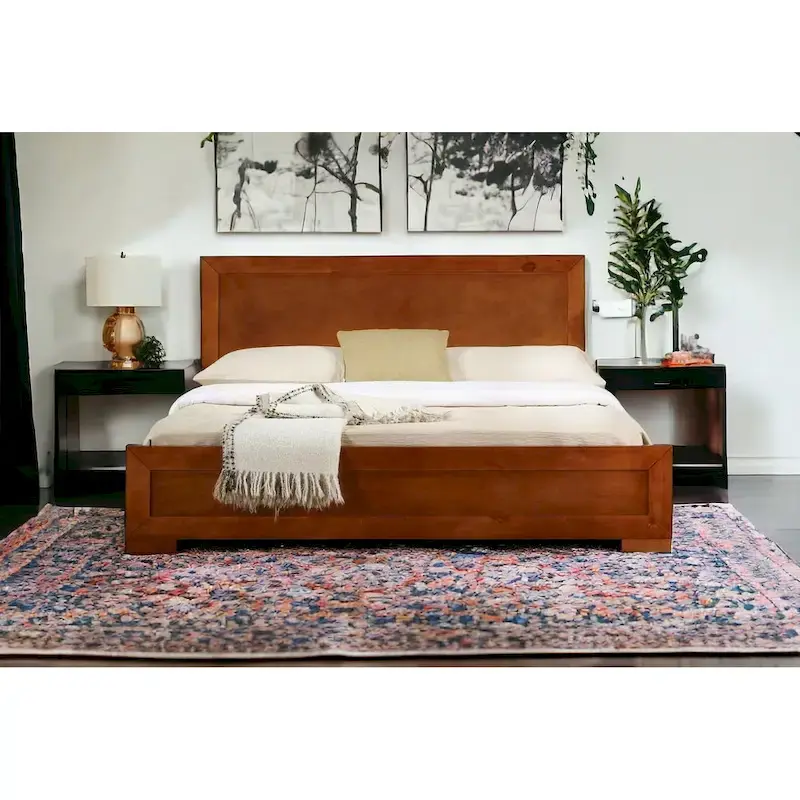 HomeRoots Brown Wood King Bed Frame