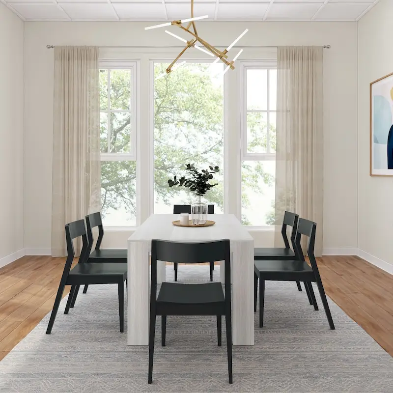 Plank and Beam 72   Modern Solid Wood Table and Chairs Dining Set