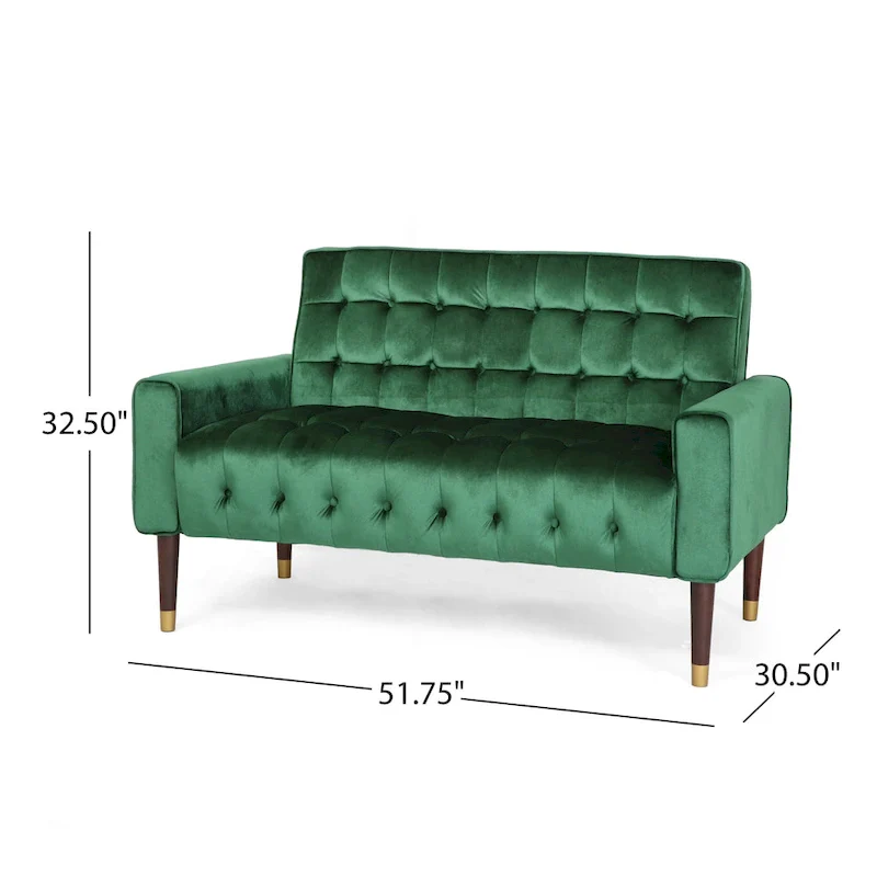 Harnett Tufted Velvet Tapered Leg Loveseat by Christopher Knight Home