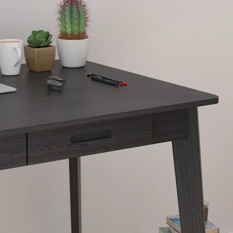 Home Office Desk - 39.4W, MDF & Solid Wood, 2 Drawers, 120 lbs Capacity, Classic Style