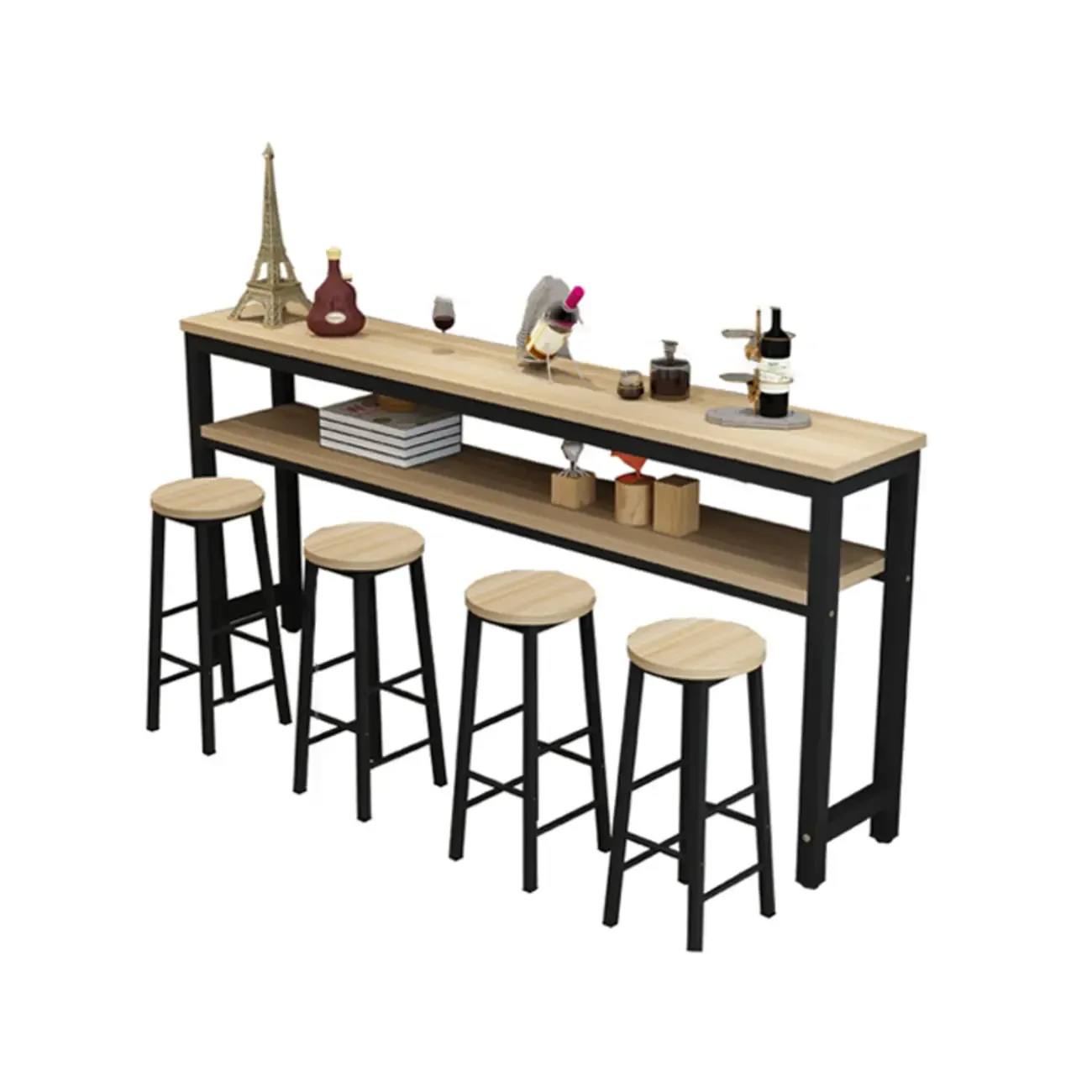 Modern Reddish Engineered Wood Bar Tables