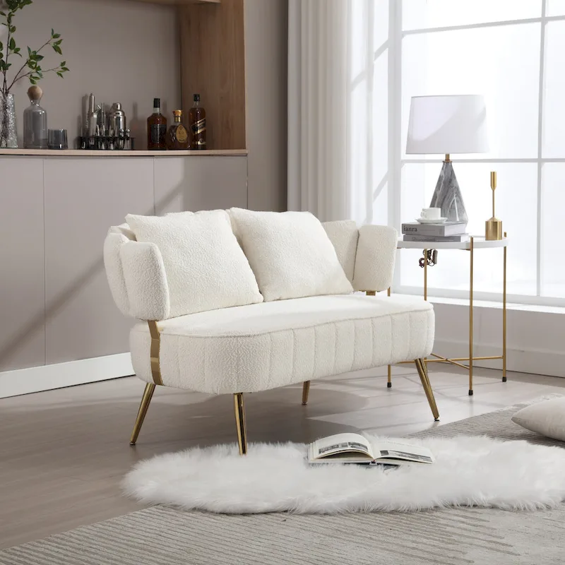 Modern Upholstered Armsofa Tufted Sofa with Metal Frame