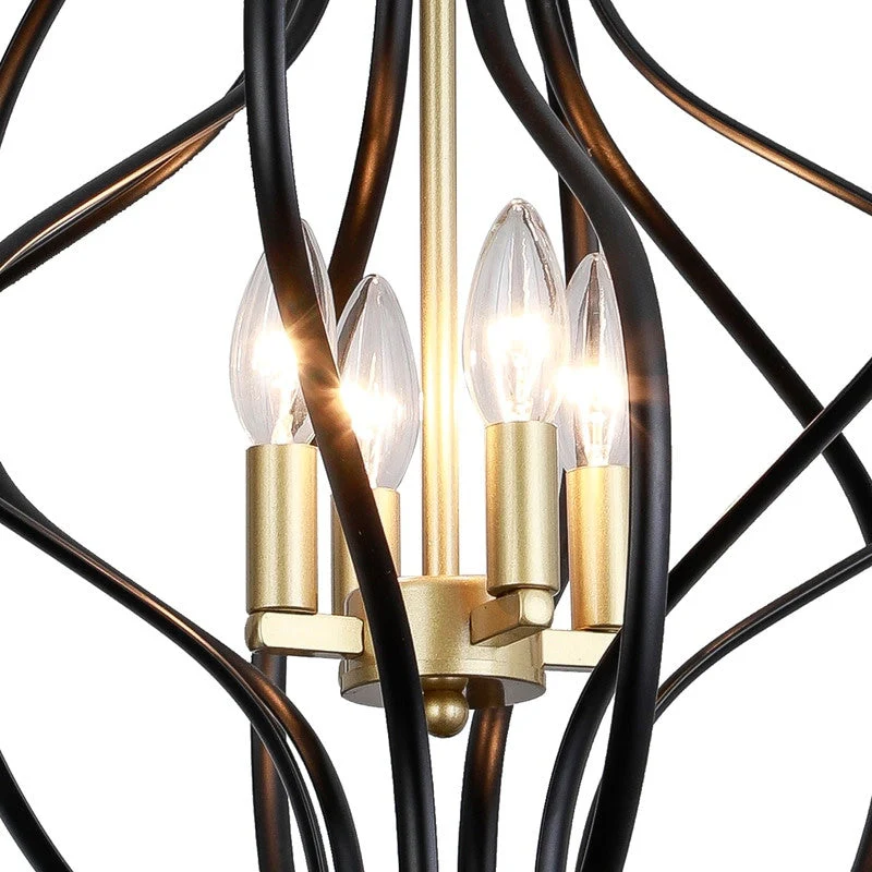 Maxax 4 - Light Unique Geometric Chandelier Wrought Iron Accents - 17.7*17.3*17.3