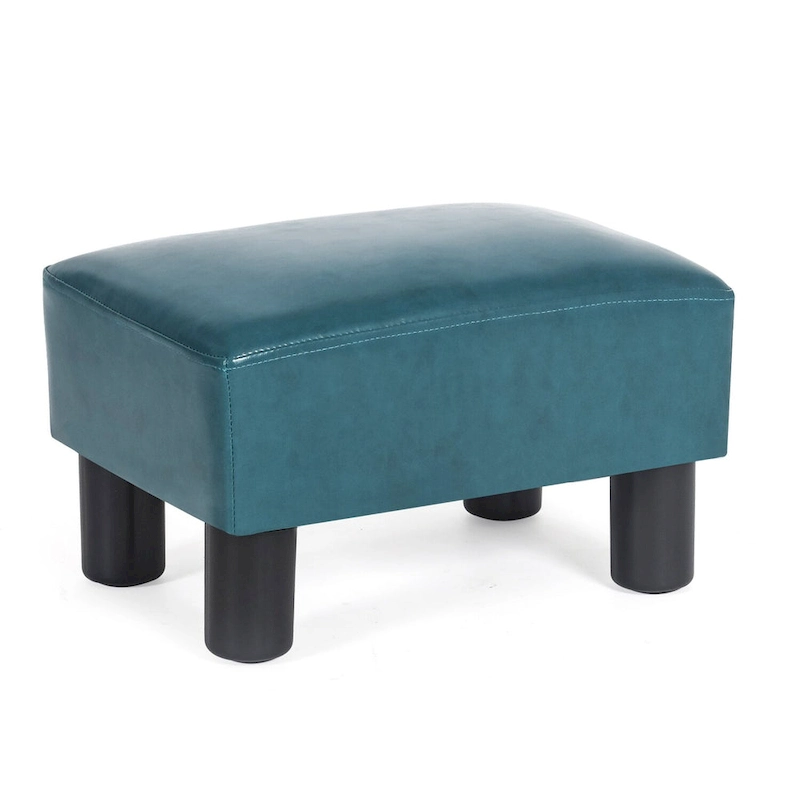 Adeco Faux Leather Ottoman Foot Rest Stool Square Padded Seat Ottoman