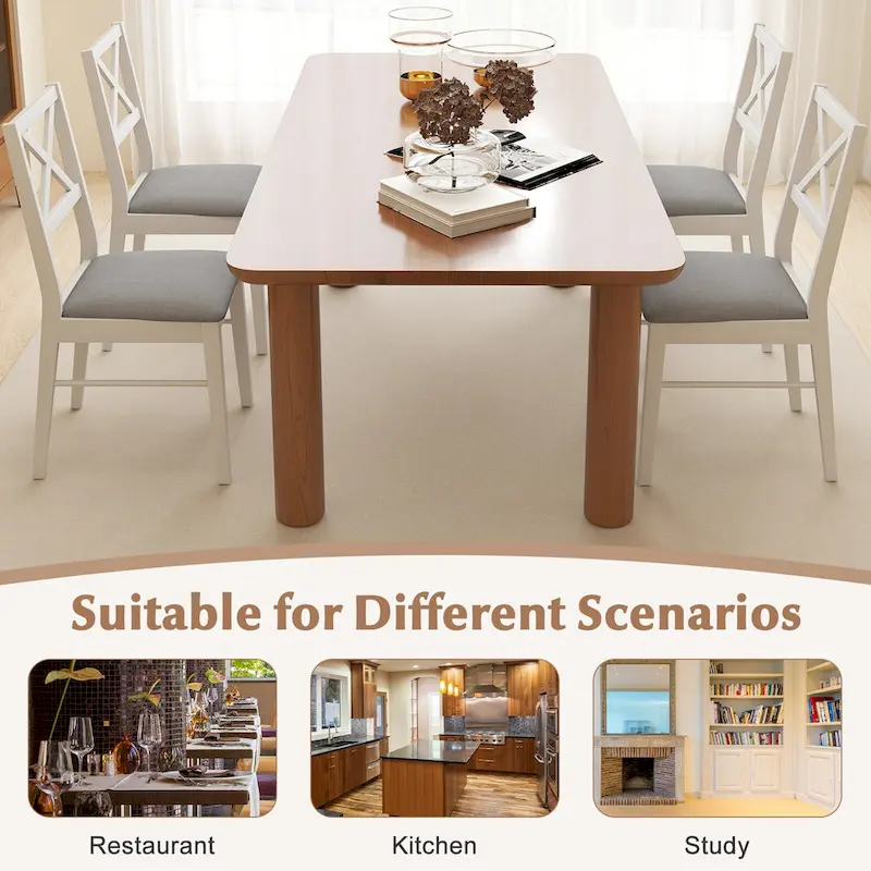 Gymax Dining Chairs Set of 4 Upholstered Kitchen Side Chairs w/ Rubber