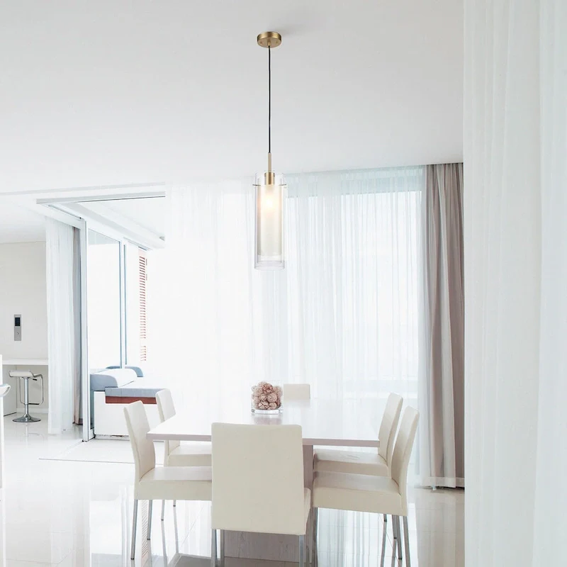 Sydney 1-Light Matte Brass Pendant Lighting with Clear Glass Shade and Frosted Glass Insert - one size