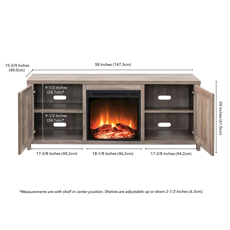 Granger 58 TV Stand with Log Fireplace Insert