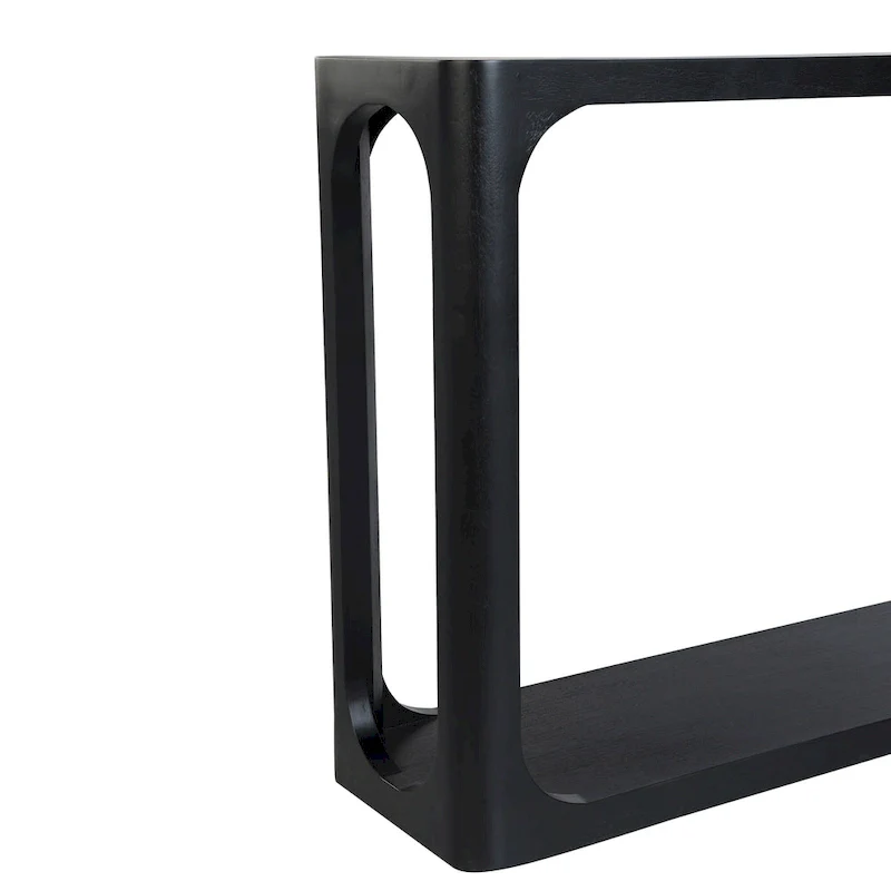 Mango Wood Console Table – Black / Natural, Rounded Cut-Out, Single