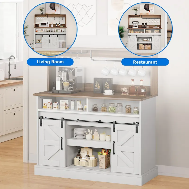 Farmhouse Coffee Bar Cabinet - 15.1D x 47.2W x 51.5H