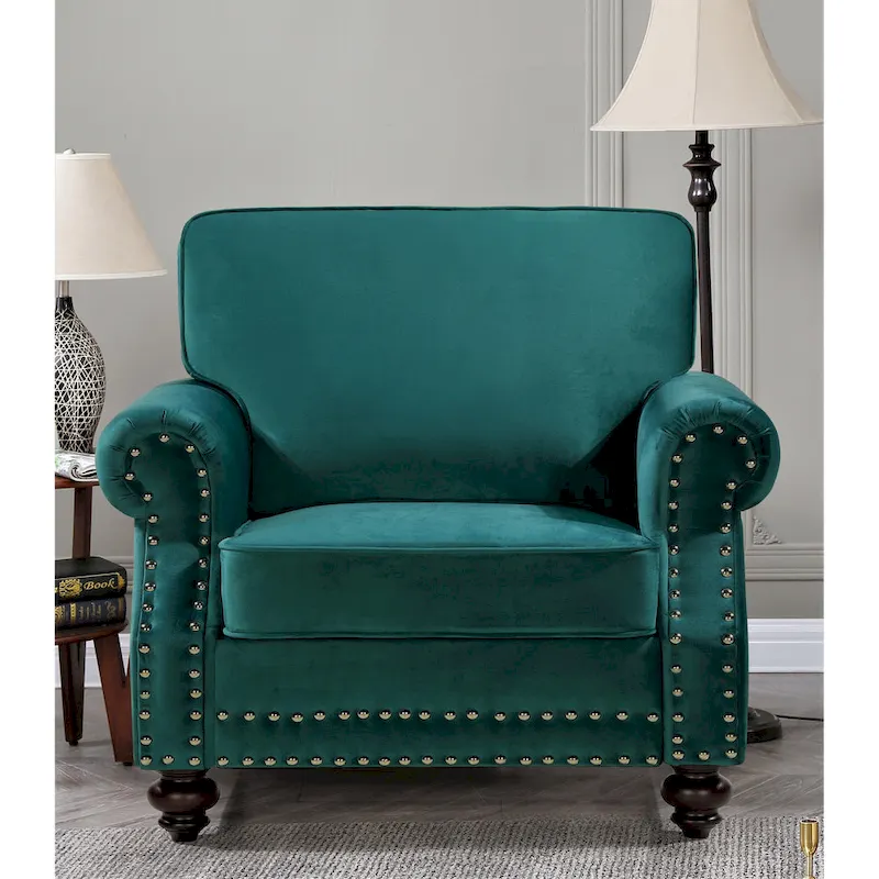 Suffield Velvet Nailhead Armchair