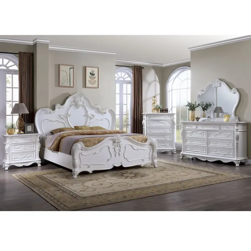 Furniture of America Eugene Traditional Solid Wood 6-Piece Panel Bedroom Set