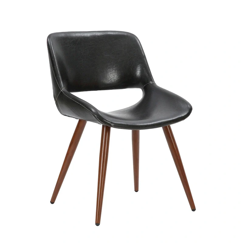 Langa Faux Leather Mid-Century Dining Chair with Metal Legs
