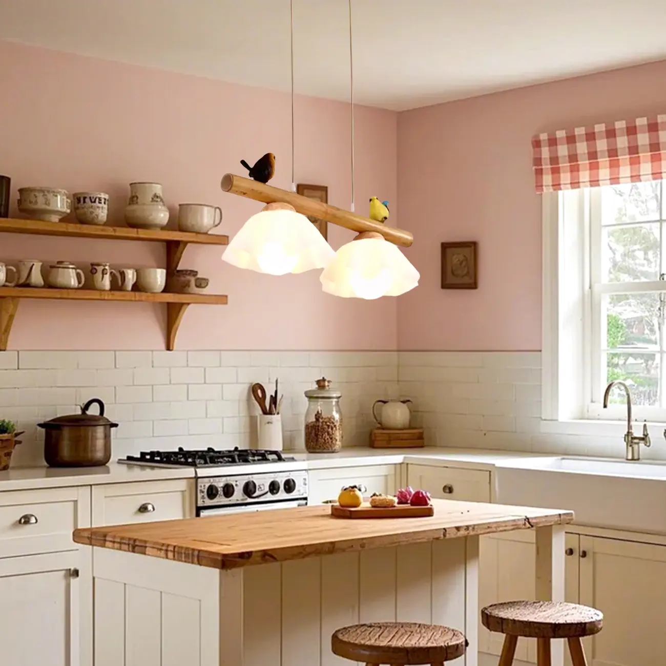 Adjustable Modern Bamboo Flower Island Pendant Light