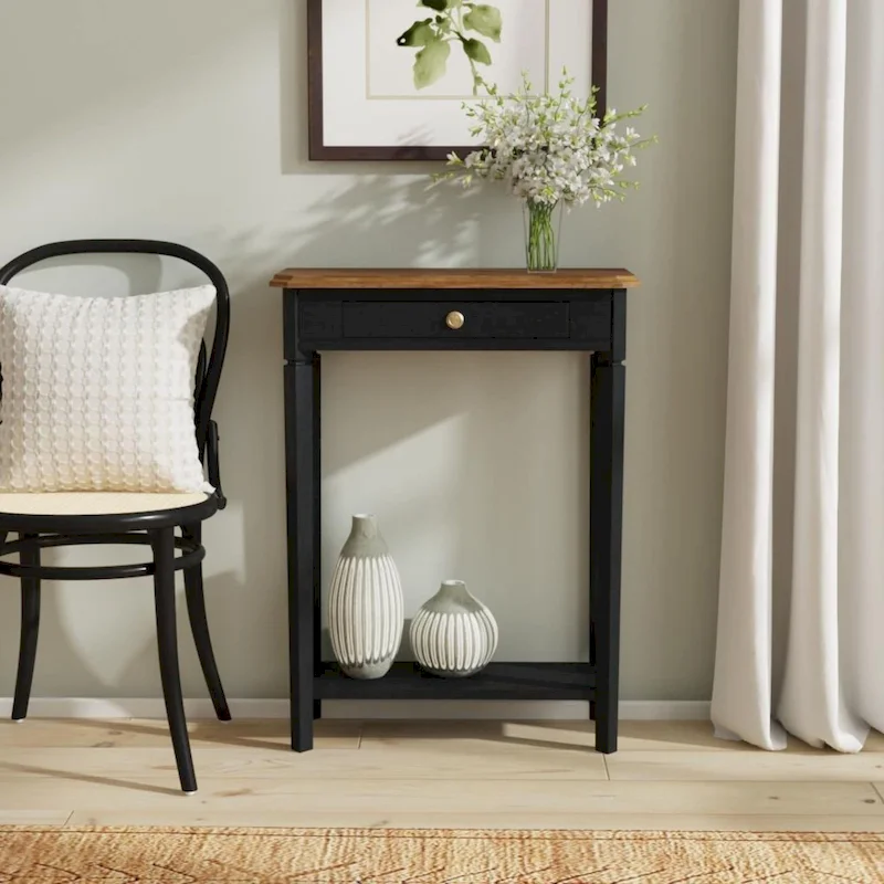 Marnie Two-tone 1-drawer Solid Wood Console Accent Table with Shelf by East at Main