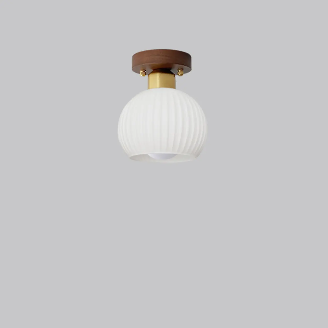 Modern Creamy 1-Light Glass Dome Semi Flush Ceiling Light