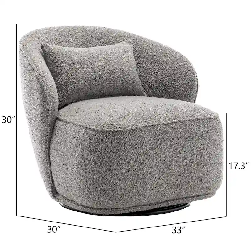 KINWELL 33 W Sherpa Boucle Upholstered Accent Swivel Chair (Set of 2)