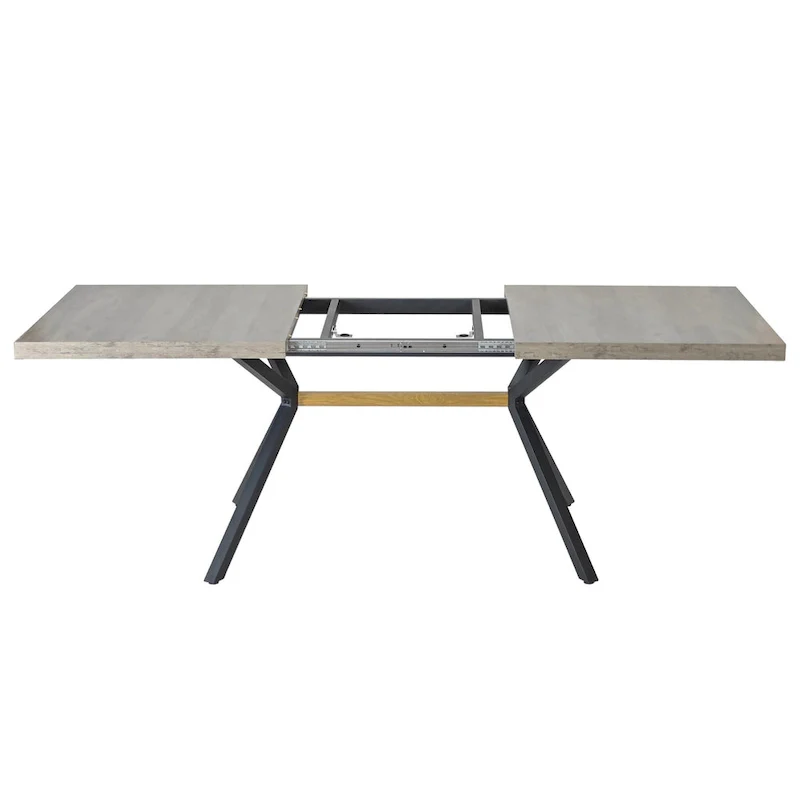 Retro Rectangular Stretch Dining Table with Cross Iron Base