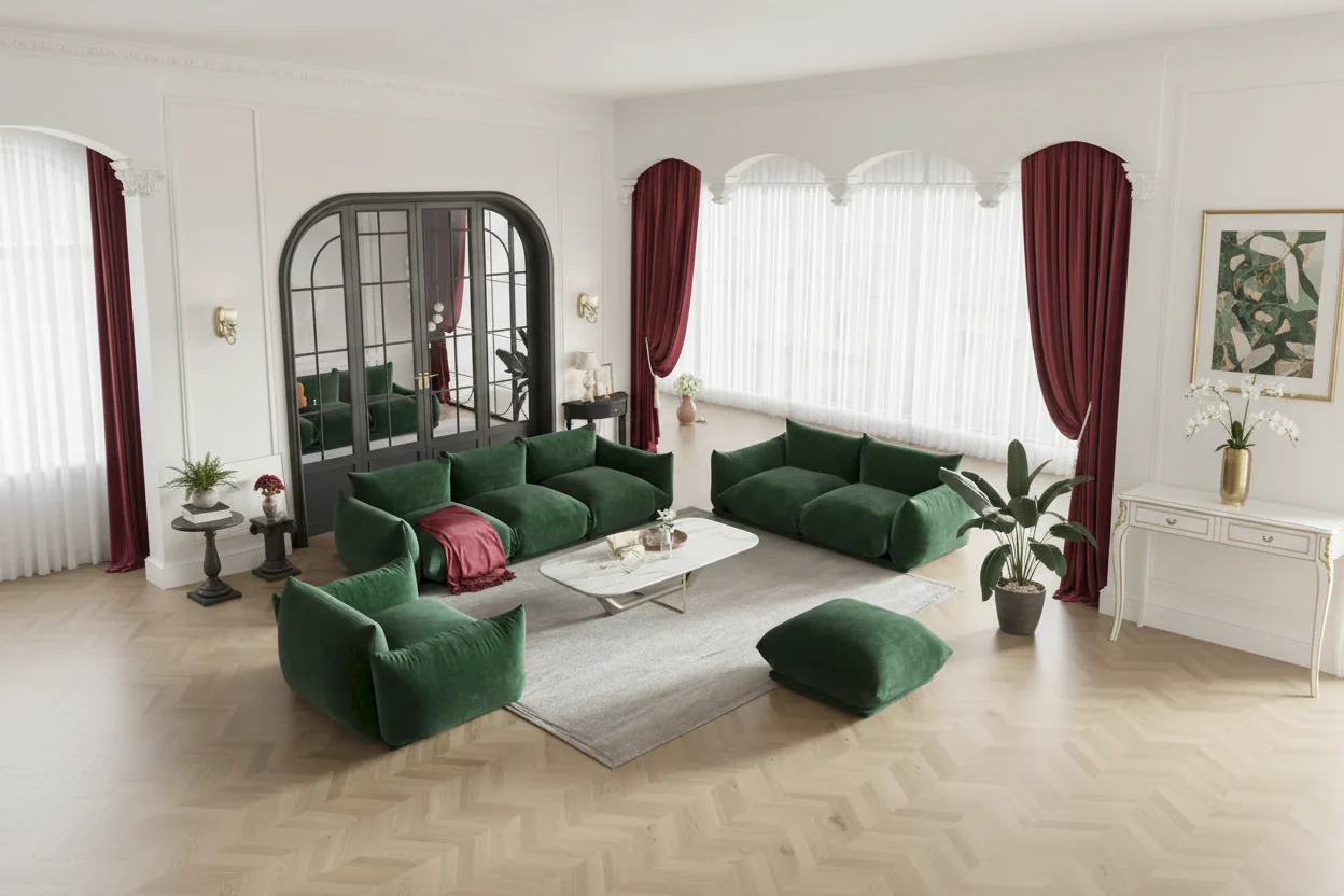 Modern Chenille Upholstery 3 Pieces Sofa Sets for Living Room Include Armchair, Loveseat,Three Seaters Couch And Ottoman