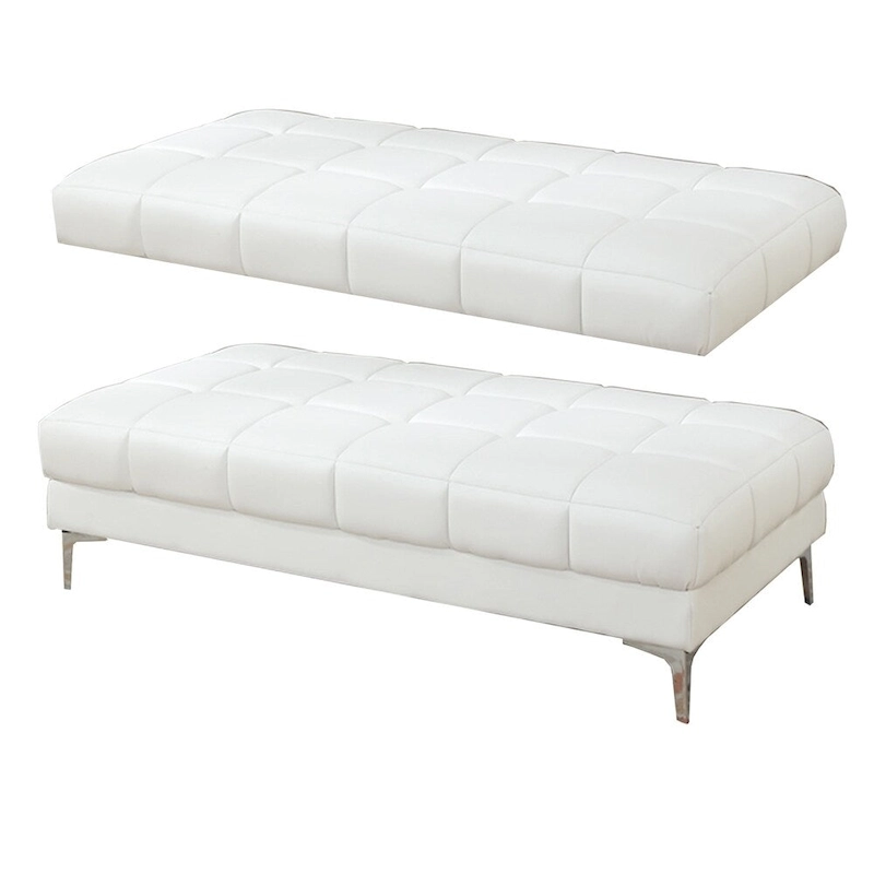 Modish Bonded Leather Ottoman In White