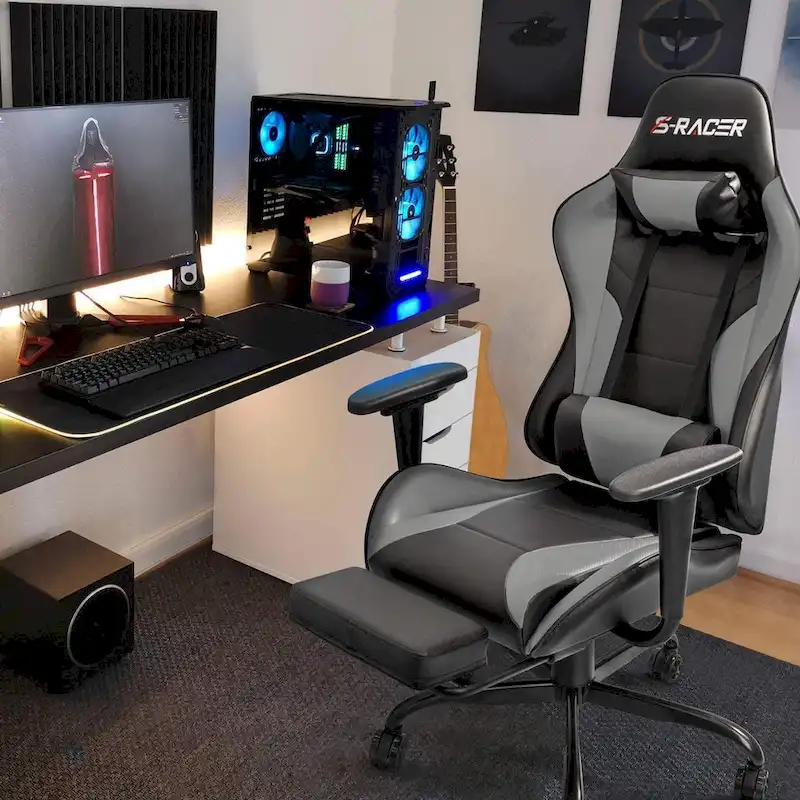 Gaming Chair with Footrest - Ergonomic Desk Chair