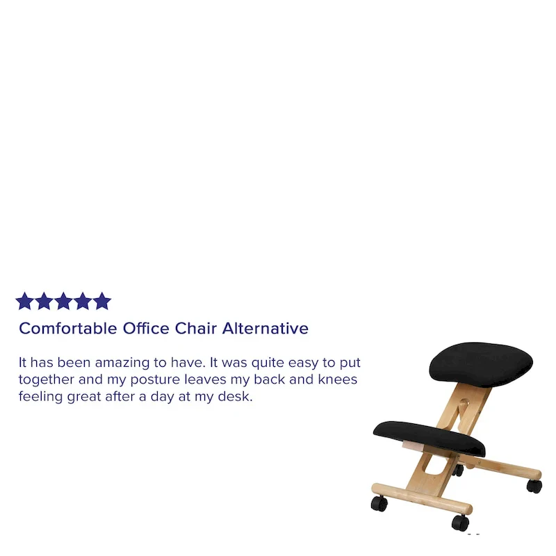 Wooden Ergonomic Kneeling Office Chair in Fabric