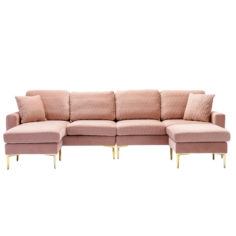 Velvet U-shaped modular detachable sectional sofa