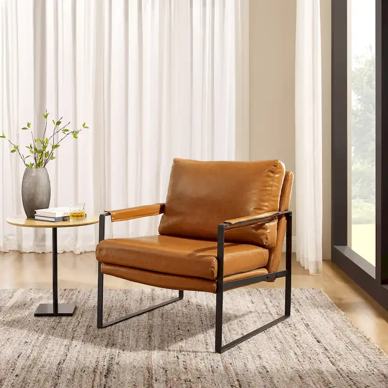 Art Leon Modern PU Leather Upholstered Arm Chair with Steel Frame