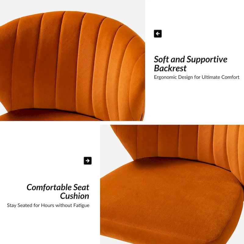 Ilia Modern Velvet Wingback 360 degree Ergonomic Office Task Chair with Channel Tufted Back by HULALA HOME