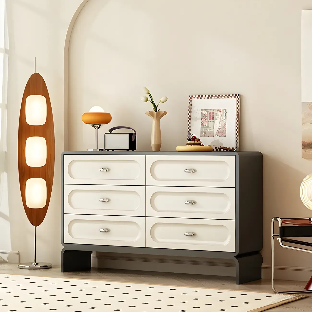 Modern White Wood Bachelor Chest with 6-Soft Close Drawers