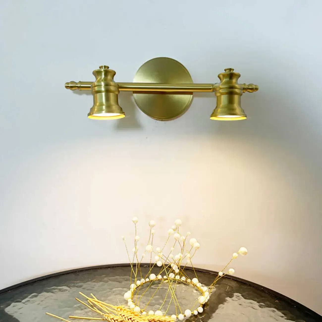 Antique Copper Gold Bath Vanity Light Fixture Hardwired