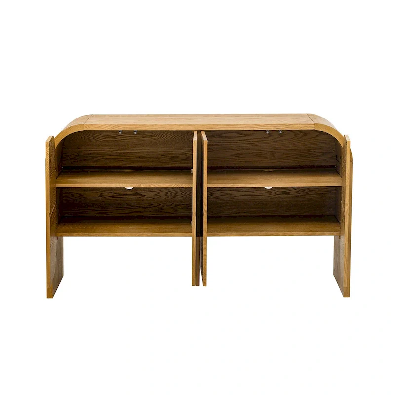 Wooden Sideboard Buffet Cabinet with Curvy Edge & Adjustable Shelves