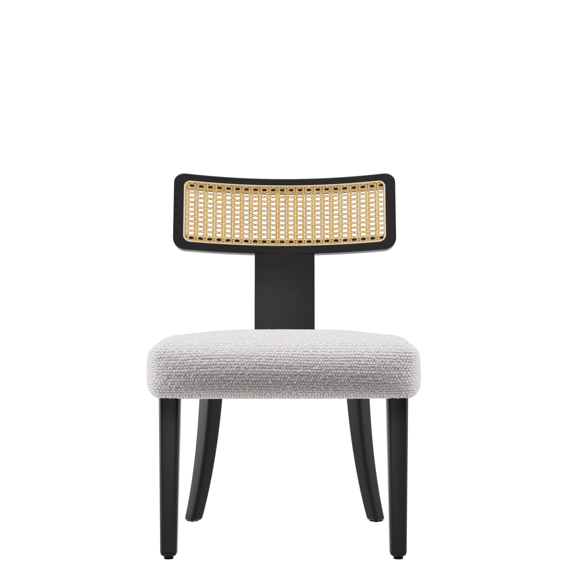 Wood and Rattan Mid Century Modern Dining Chairs Set of 2