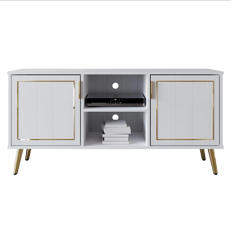 CraftPorch Elegant Modern Gold Metal Legs TV Stand Console