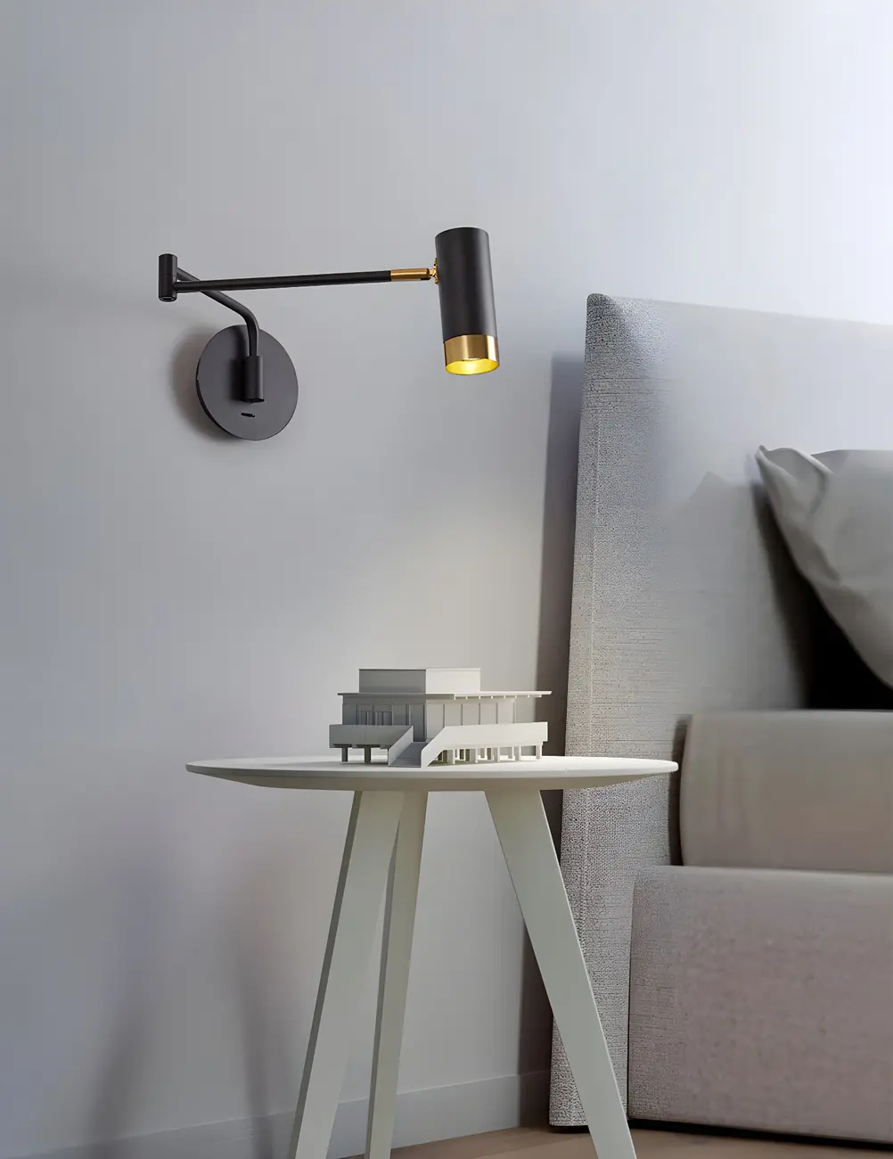 Modern Metal White Black Adjustable Swing Arm Wall Light