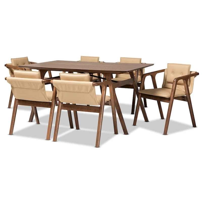 Marcena Mid-Century Modern 7-Piece Dining Set