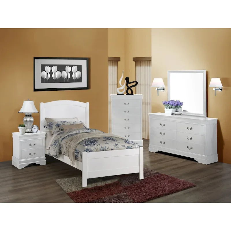 Lillie 4 Piece White Sleigh Bedroom Set