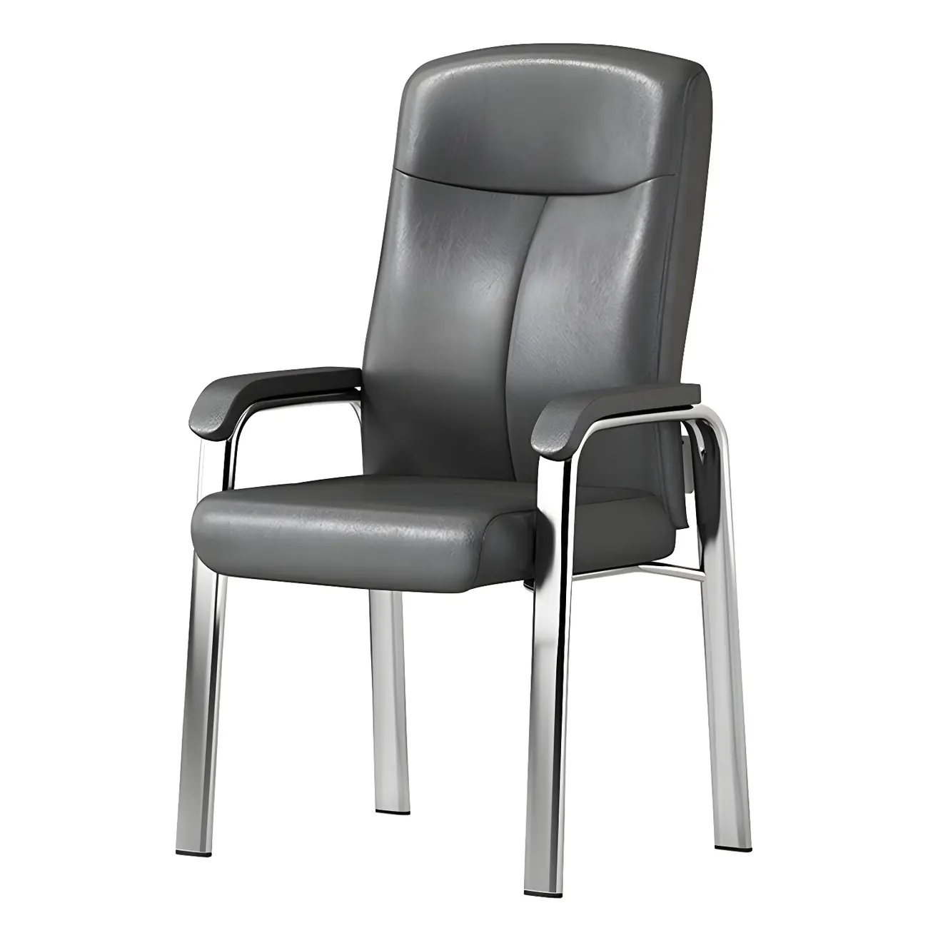 HomeyFad Modern Leather Metal 4-Leg Office Chair with Arms