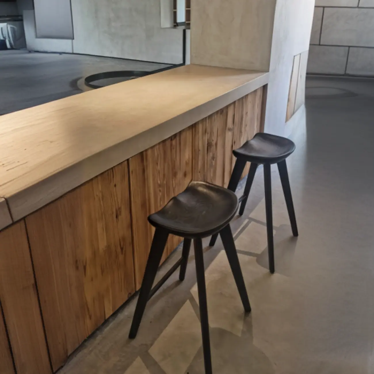 Bar Height Backless Wood Scandinavian Bar Stools