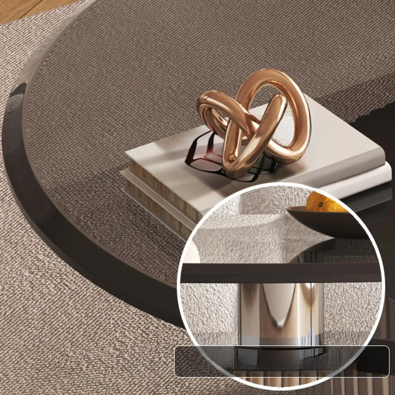 Modern Waterproof Glass Round Coffee Table with Silver Base