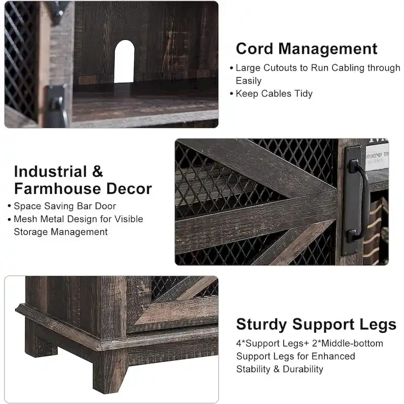 Industrial & Farmhouse TV Stand, Entertainment Center, TV Console